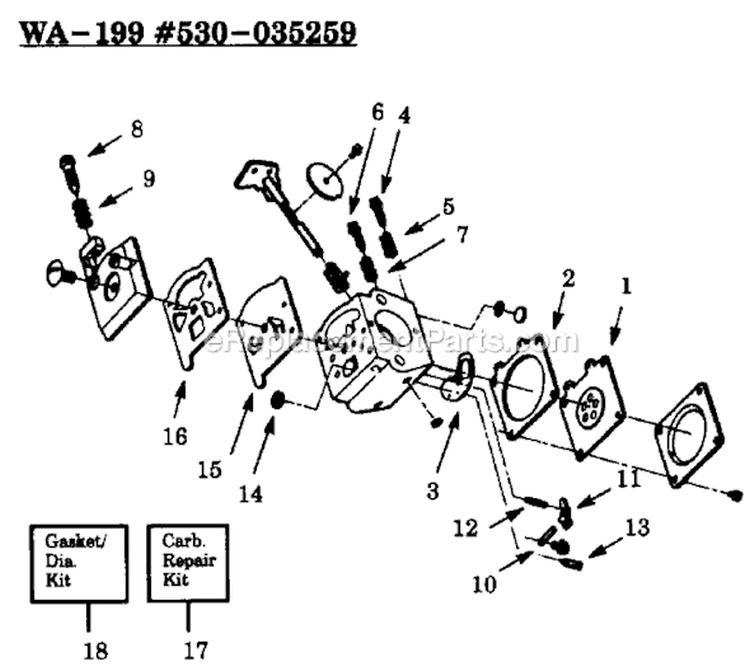 Page A Diagram and Parts List for GTI18  Weed Eater Trimmer
